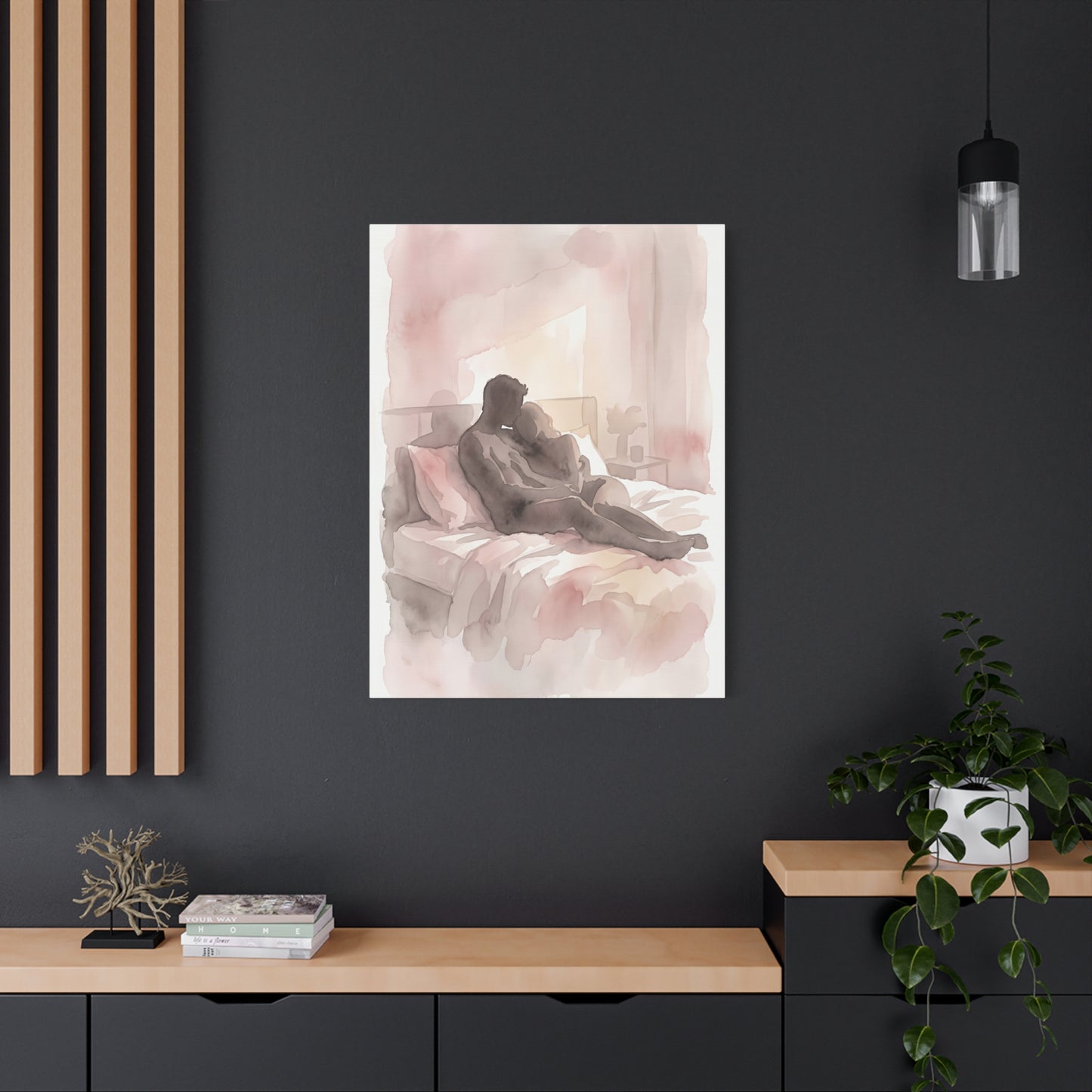 Abstract Bedroom Silhouette Romance Wall Art & Canvas Print