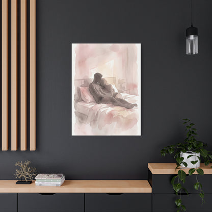 Abstract Bedroom Silhouette Romance Wall Art & Canvas Print