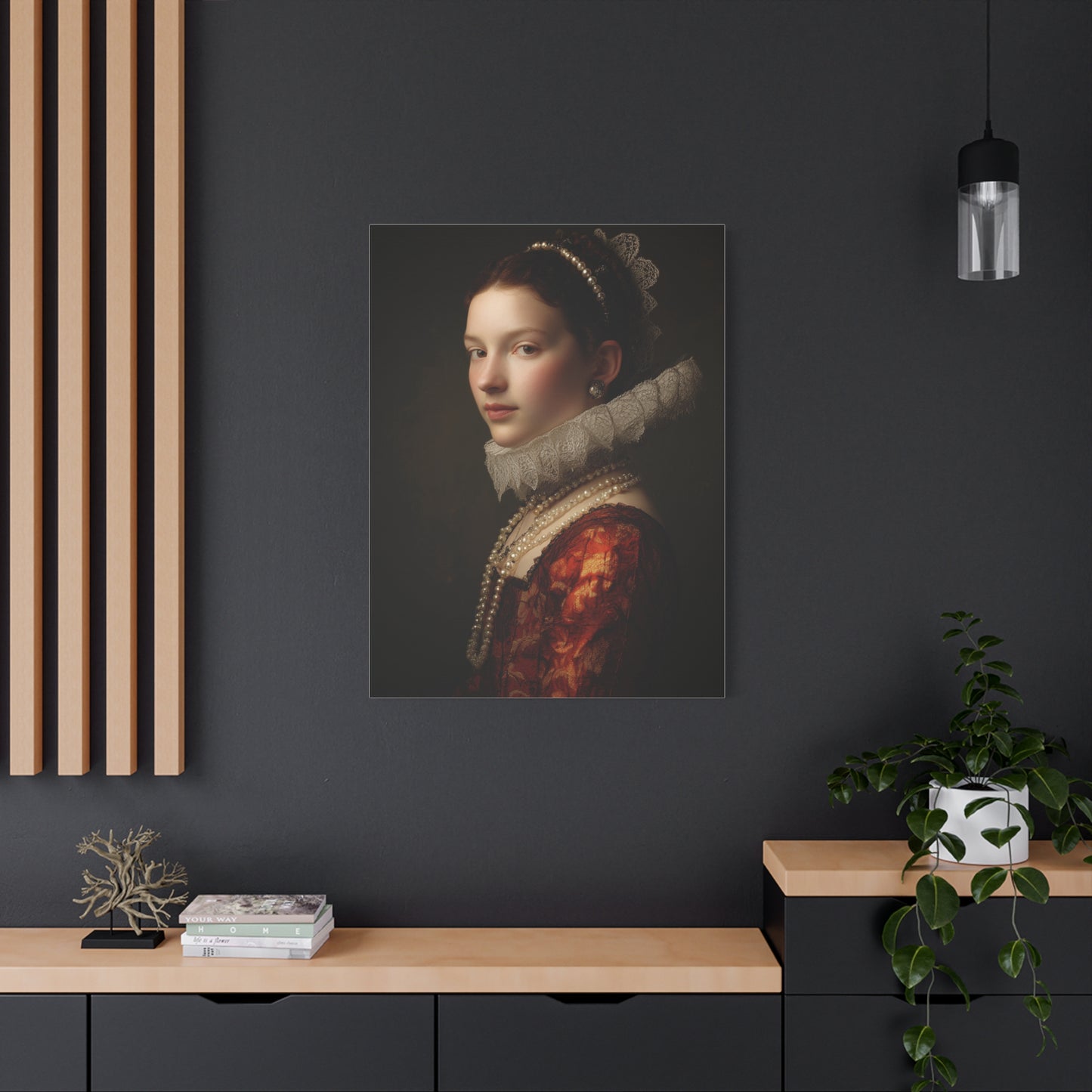 Baroque Noblewoman With Pearls Classical Portrait Wall Art & Canvas Print