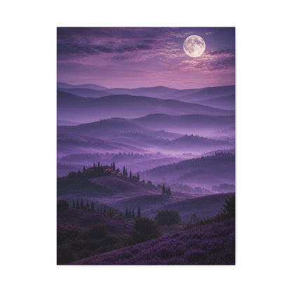 Moonlit Violet Hills Landscape Wall Art & Canvas Print