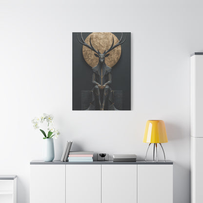 Art Deco Golden Halo Stag Wall Art & Canvas Print