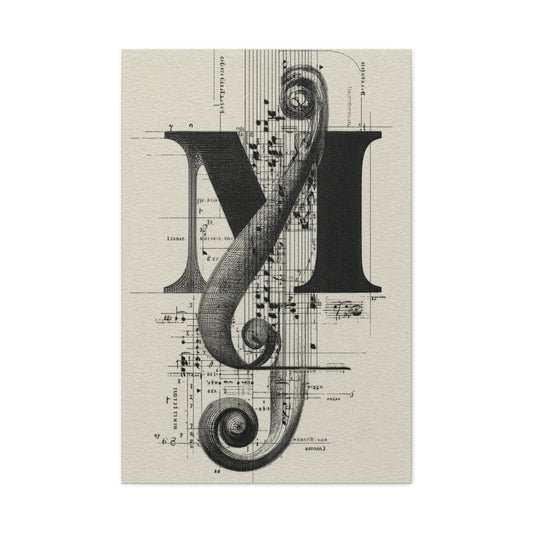 Musical Serif Monogram Illustration Wall Art & Canvas Print