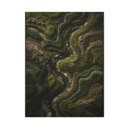 Topographic Moss River Landscape Wall Art & Canvas Print