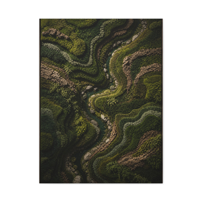 Topographic Moss River Landscape Wall Art & Canvas Print