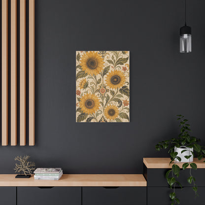 Ornate Floral Sunflower Tapestry Wall Art & Canvas Print