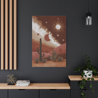 Boho Desert Sun and Moon Landscape Wall Art & Canvas Print