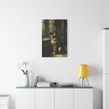 German Shepherd by Window Wall Art & Canvas Print