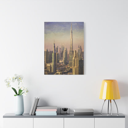 Dubai Skyline Golden Sunset Elegance Wall Art & Canvas Print