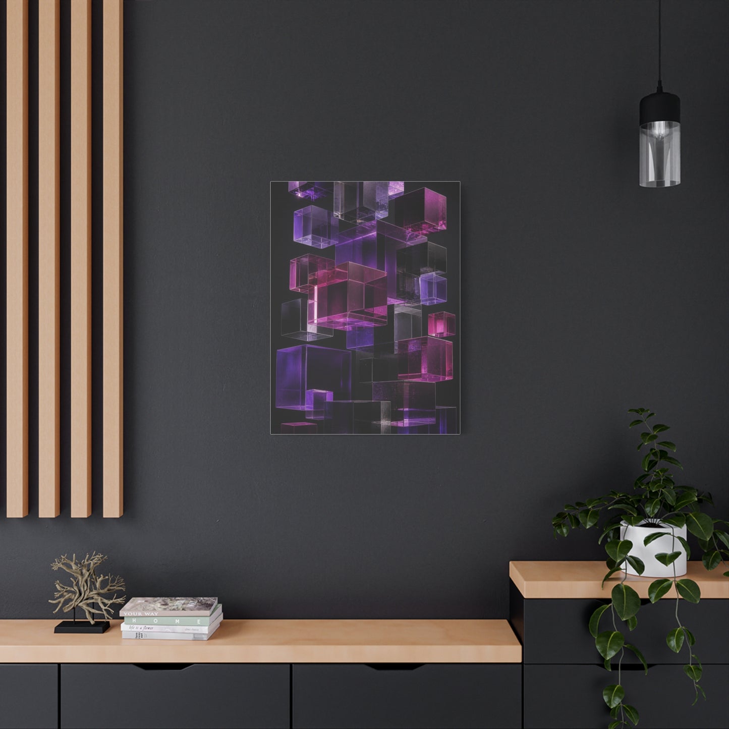 Floating Violet Glass Cubes Wall Art & Canvas Print