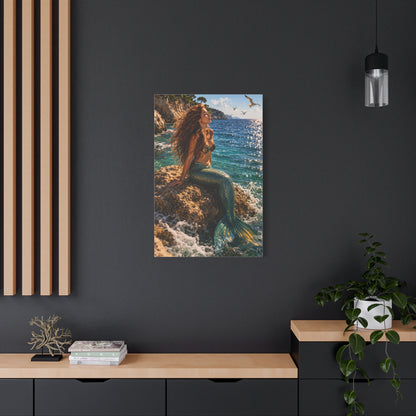 Sunlit Coastal Mermaid Escape Wall Art & Canvas Print