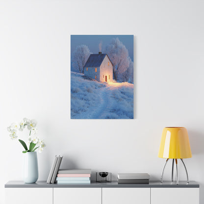 Winter Farmhouse Blue Hour Wall Art & Canvas Print