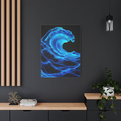Luminous Neon Blue Wave Energy Wall Art & Canvas Print