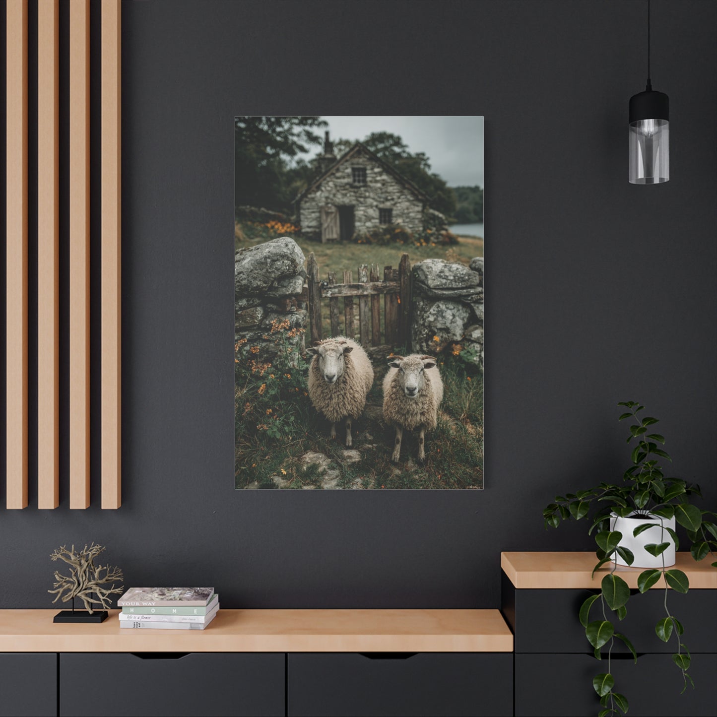 Sheep at Farmhouse Gate Wall Art & Canvas Print