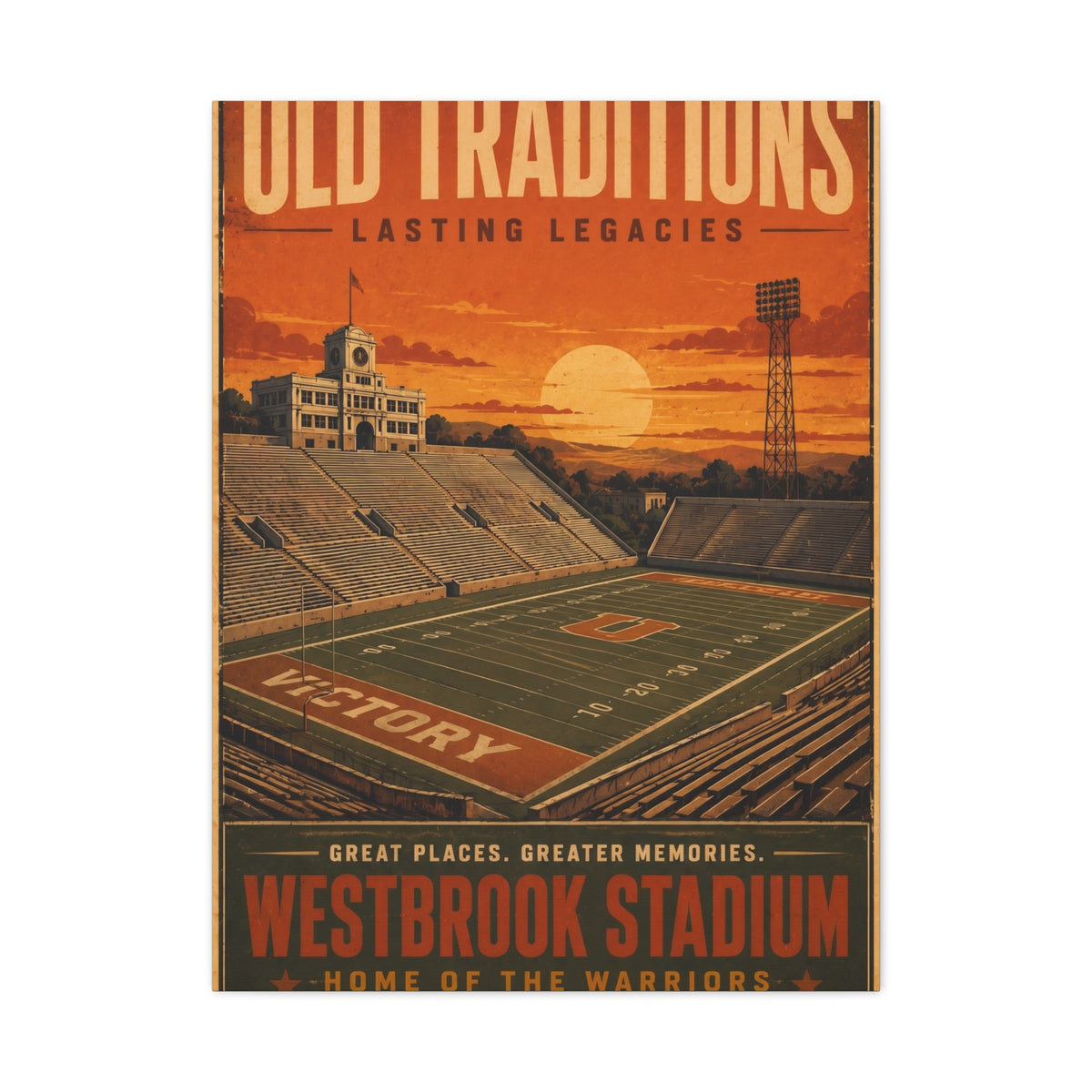 Westbrook Stadium Vintage Legacy Sports Wall Art & Canvas Print