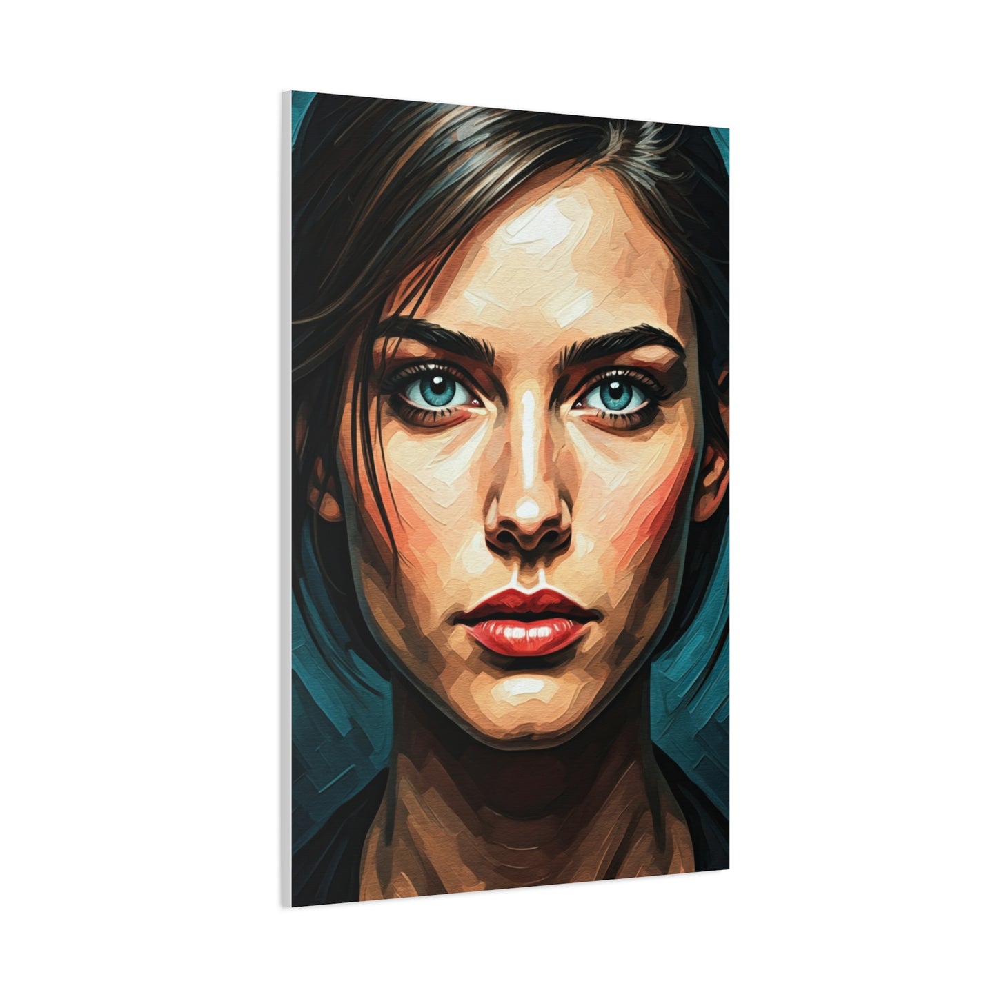 Piercing Azure Gaze Portrait Wall Art & Canvas Print