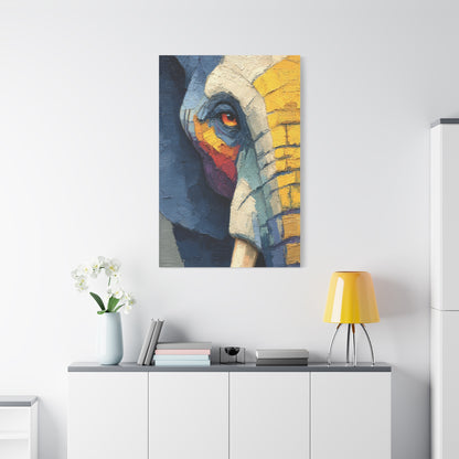 Expressive Oil Impasto Elephant Close-Up Wall Art & Canvas Print