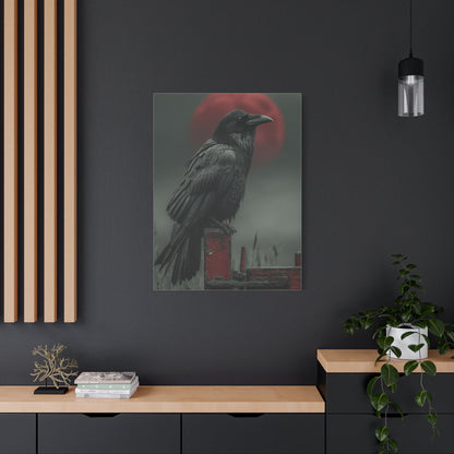 Raven Beneath the Crimson Moon Wall Art & Canvas Print