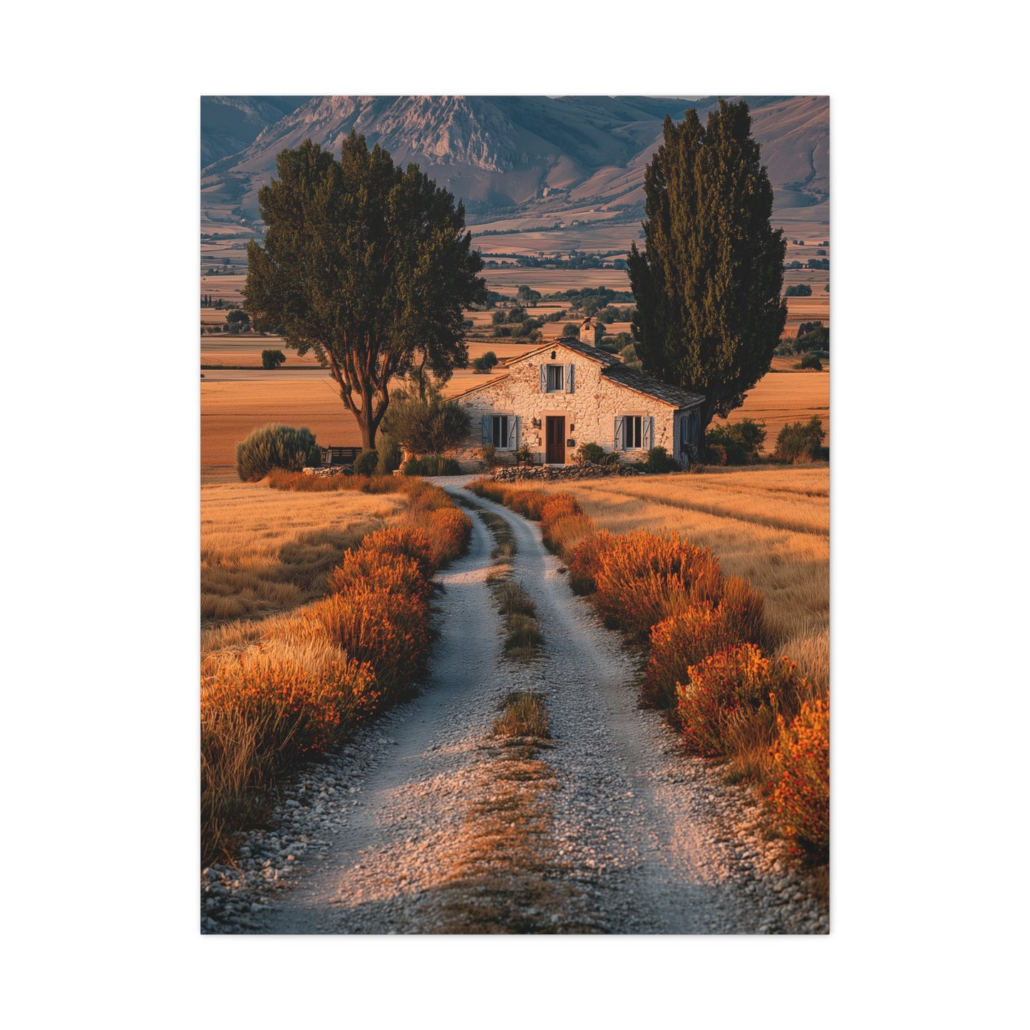 Farmhouse Gravel Lane Countryside Wall Art & Canvas Print