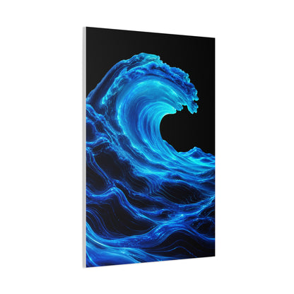 Luminous Neon Blue Wave Energy Wall Art & Canvas Print