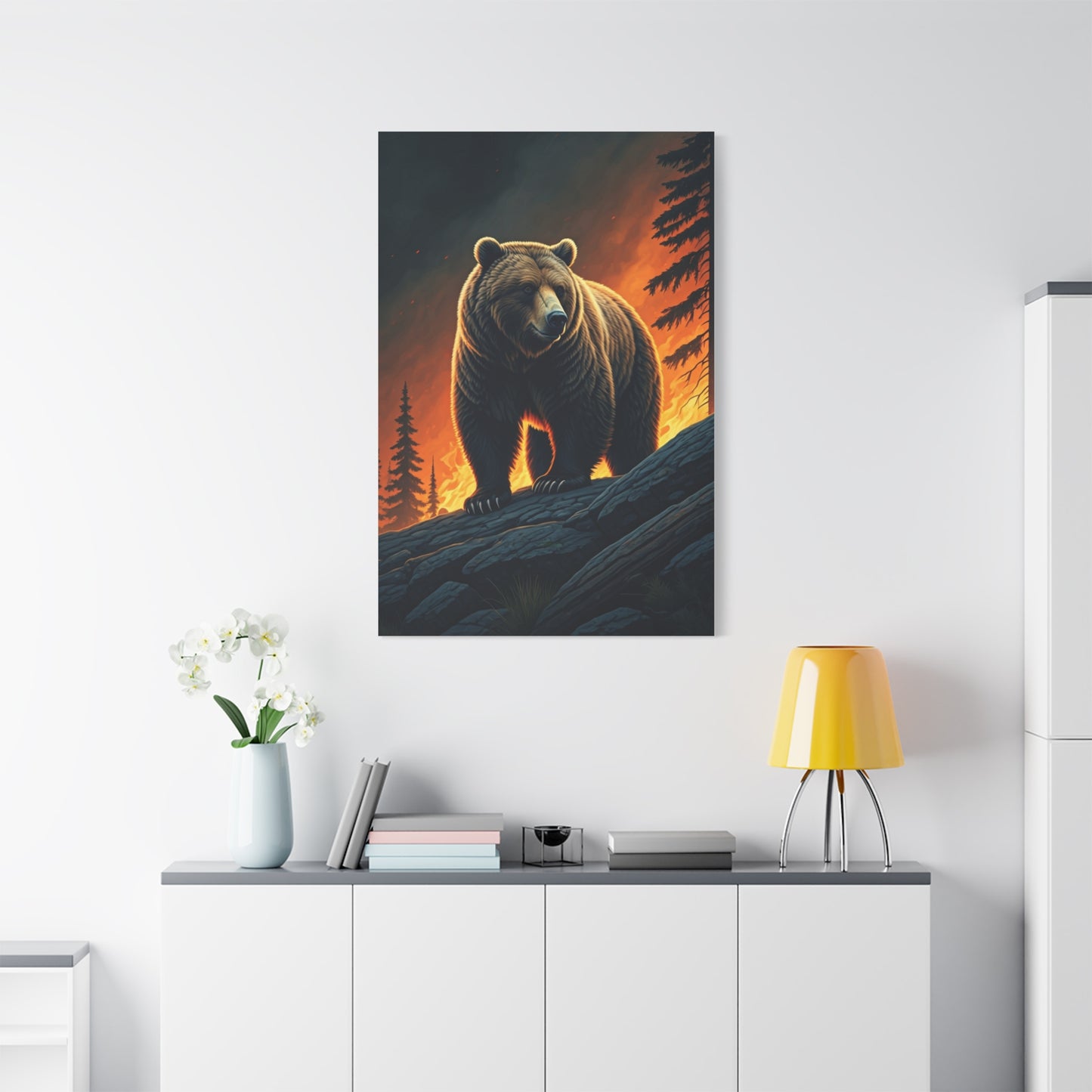 Majestic Bear in Fiery Wilderness Wall Art & Canvas Prints