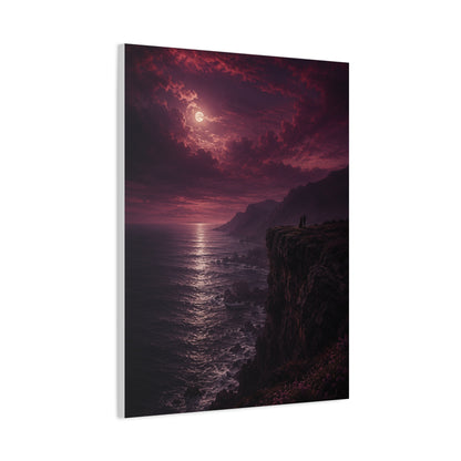 Moonlit Cliffside Love Landscape Wall Art & Canvas Print