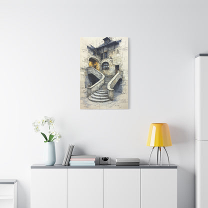 Architectural Staircase Sketch Wall Art & Canvas Print