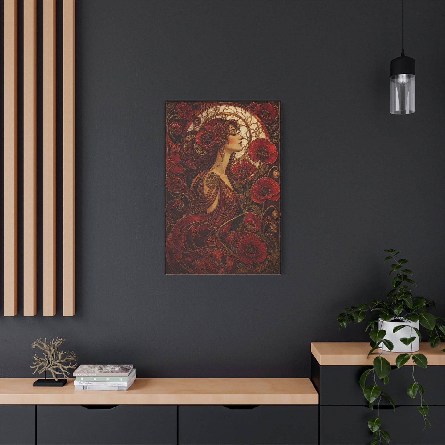 Red Art Nouveau Poppy Muse Wall Art & Canvas Print