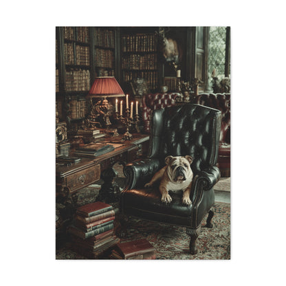 English Bulldog Gentleman’s Library Wall Art & Canvas Print