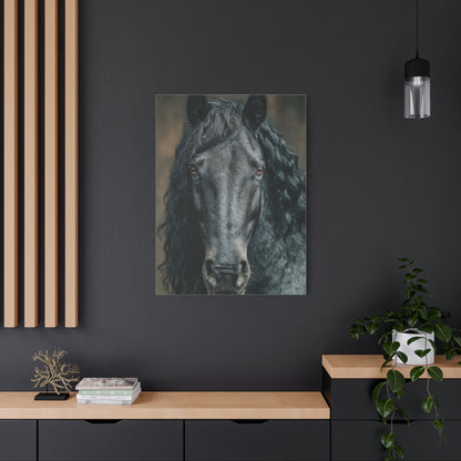 Black Horse Frontal Portrait Wall Art & Canvas Print