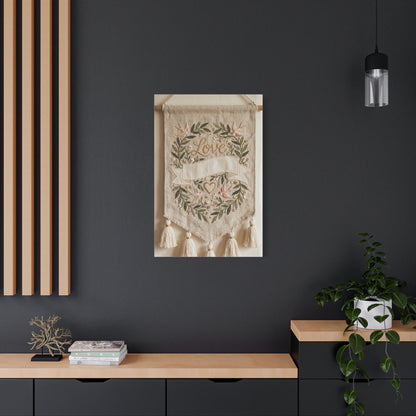Bohemian Love Embroidered Textile Banner Wall Art & Canvas Print