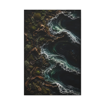 Dark Biophilic Coastal Wave Composition Wall Art & Canvas Print