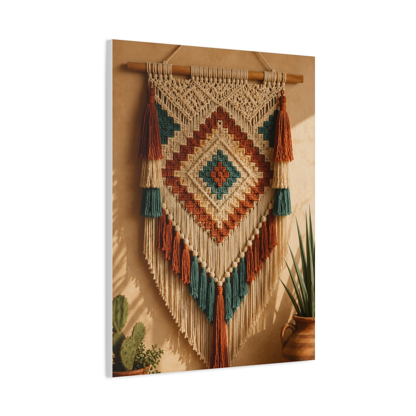 Southwestern Macrame Textile Wall Art & Canvas Print