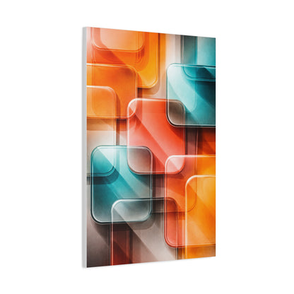 Tangerine and Teal Acrylic Geometry Wall Art & Canvas Print