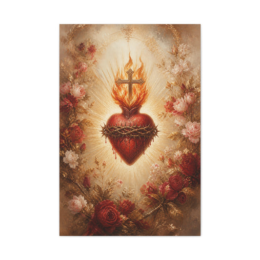 Sacred Heart Floral Devotional Wall Art & Canvas Print