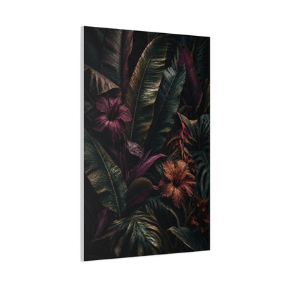 Dark Botanical Hibiscus Jungle Tropical Wall Art & Canvas Print
