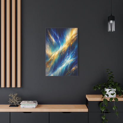 Blue-and-Gold Rain Abstract Wall Art & Canvas Print