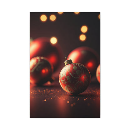 Red Christmas Baubles Festive Glow Wall Art & Canvas Print