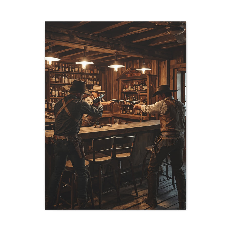 Wild West Saloon Gunfight Wall Art & Canvas Print