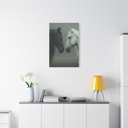 Dual Horse Contrast Portrait Wall Art & Canvas Print