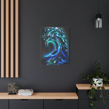 Illuminated Blue Wave Light Sculpture Wall Art & Canvas Print