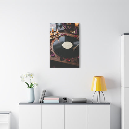 Candlelit Vinyl Love Night Scene Wall Art & Canvas Print