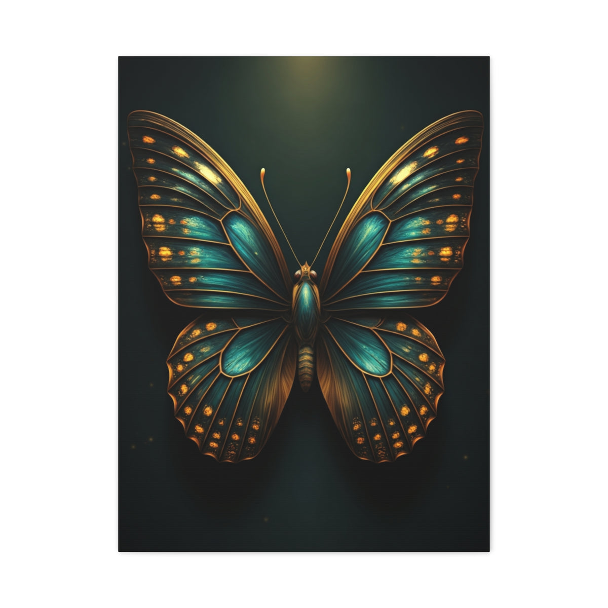 Emerald Gold Butterfly Symmetry Portrait Wall Art & Canvas Prints