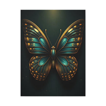Emerald Gold Butterfly Symmetry Portrait Wall Art & Canvas Prints