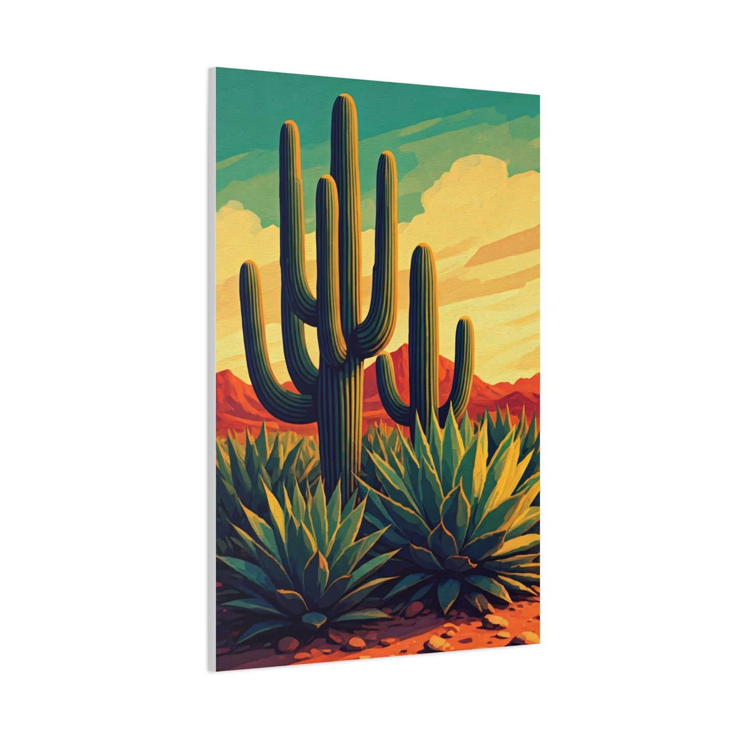 Southwestern Saguaro and Agave Desert Illustration Wall Art & Canvas Prints