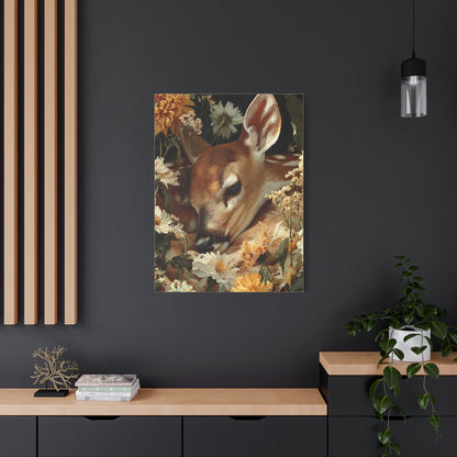Floral Garland Deer Portrait Wall Art & Canvas Print