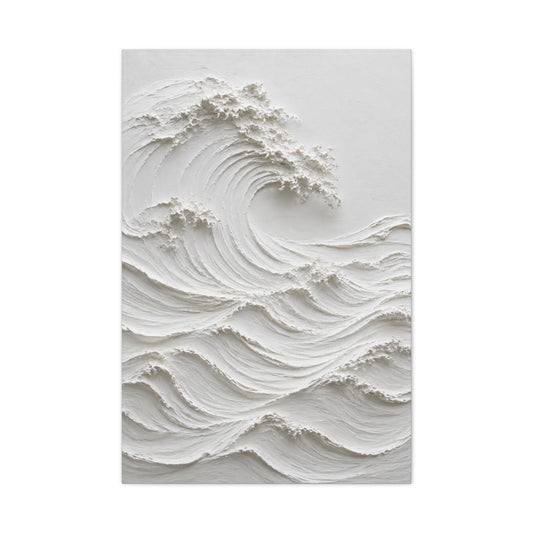 Minimal White Sculptural Wave Texture Wall Art & Canvas Print
