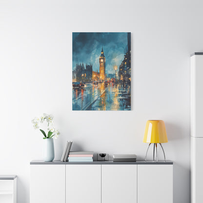 Rainy London Big Ben Reflection Wall Art & Canvas Print