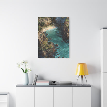 Hidden Coastal Cove Between Towering Sea Cliffs Wall Art & Canvas Print