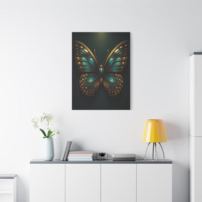 Emerald Gold Butterfly Symmetry Portrait Wall Art & Canvas Prints