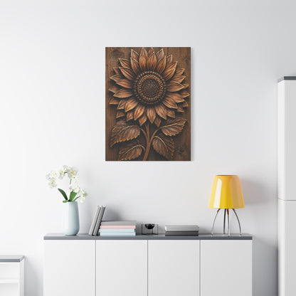 Carved Wooden Sunflower Relief Wall Art & Canvas Print